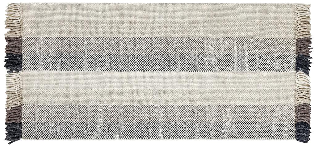 Vlnený koberec 80 x 150 cm krémová biela/hnedá/čierna EMIRLER Beliani