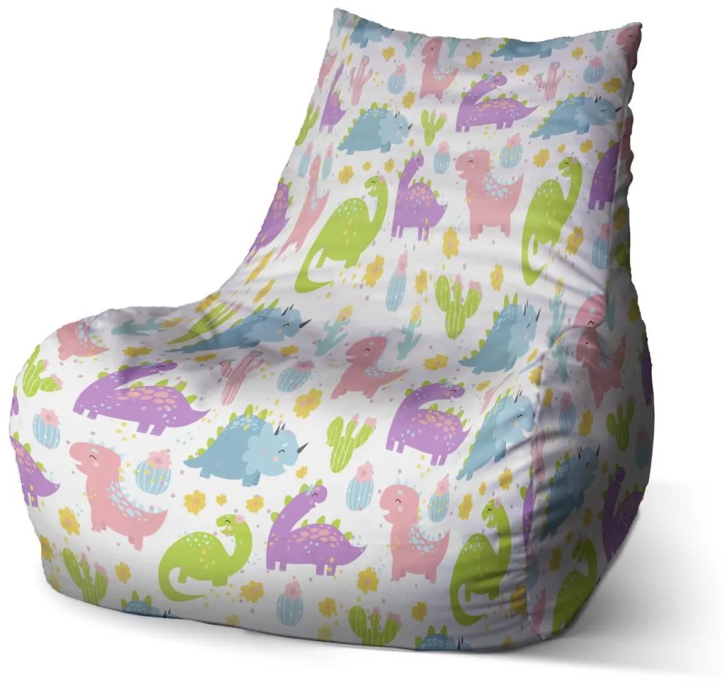 Sablio Sedací vak Bean Dinosaury a kaktusy - 100 x 90 x 45 cm