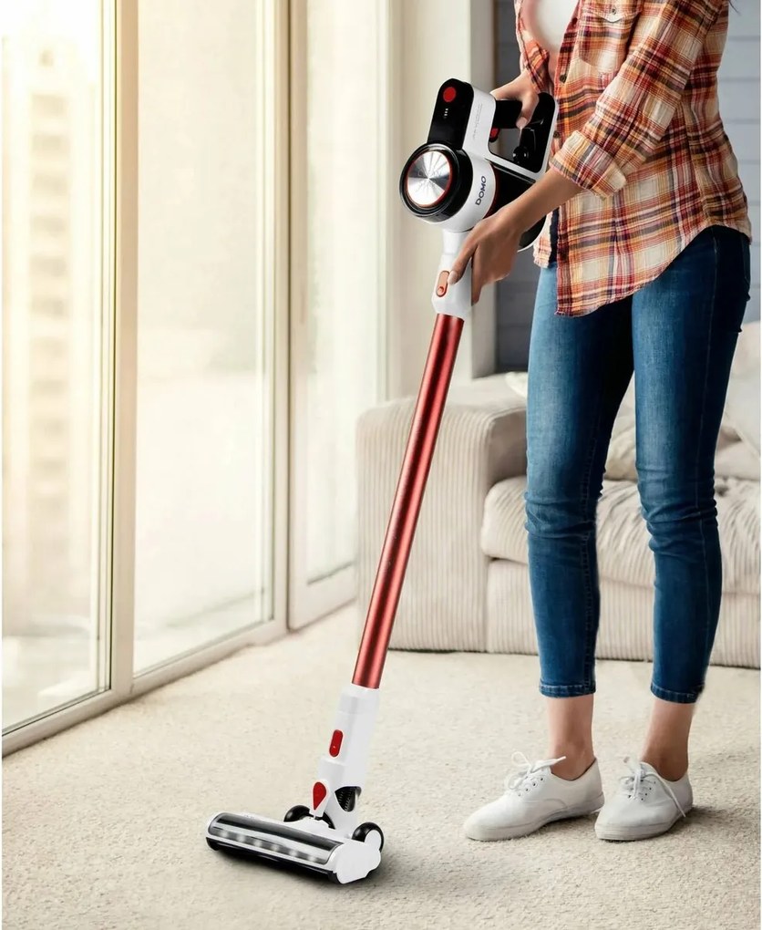 DOMO DO242SV tyčový aku vysávač 2v1, červená