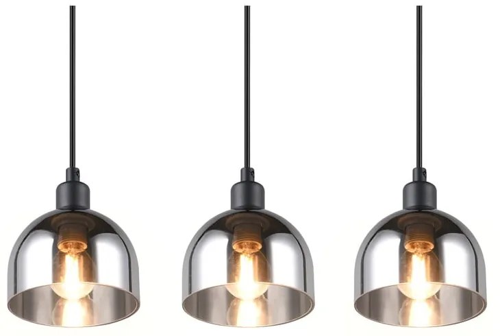 Závesné svietidlo so skleneným tienidlom v čierno-striebornej farbe Molly – Trio