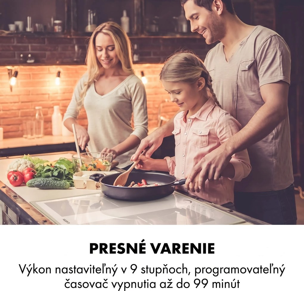 Klarstein Delicatessa 60 Prime, indukčná varná doska, 7000 W, 4 zóny, časovač, biela