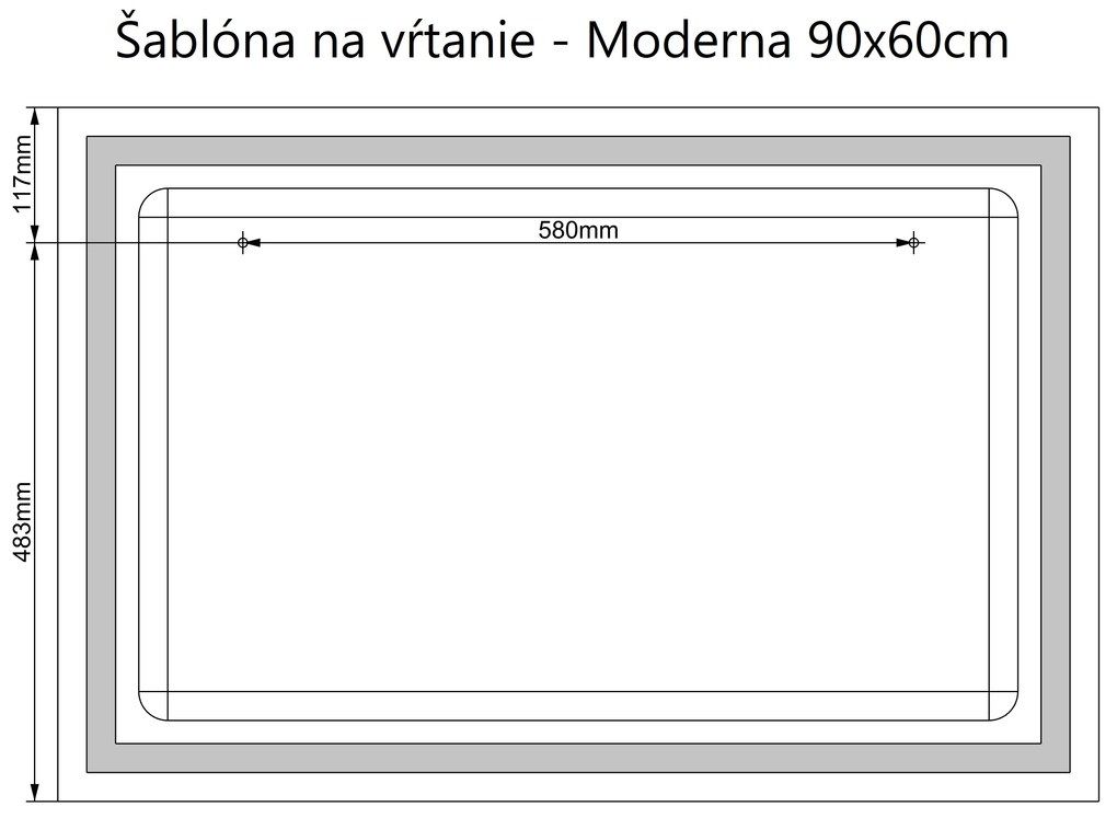 LED zrkadlo Moderna 90x60cm studená biela - dotykový spínač