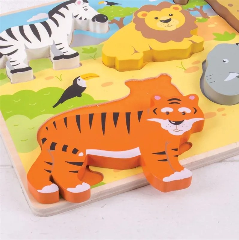 Bigjigs Toys Hrubé vkladacie puzzle safari