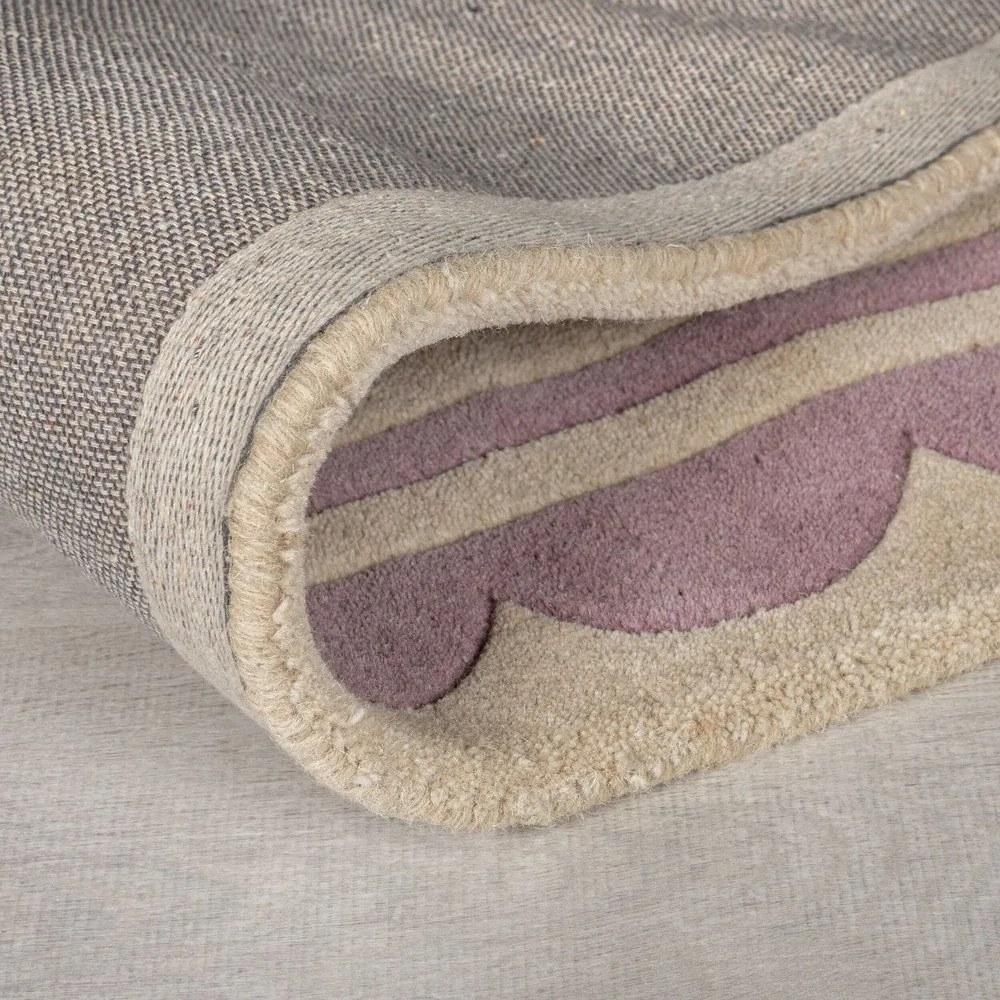 Ručne tkaný vlnený koberec vo fialovo-prírodnej farbe 120x170 cm Lois Scallop – Flair Rugs