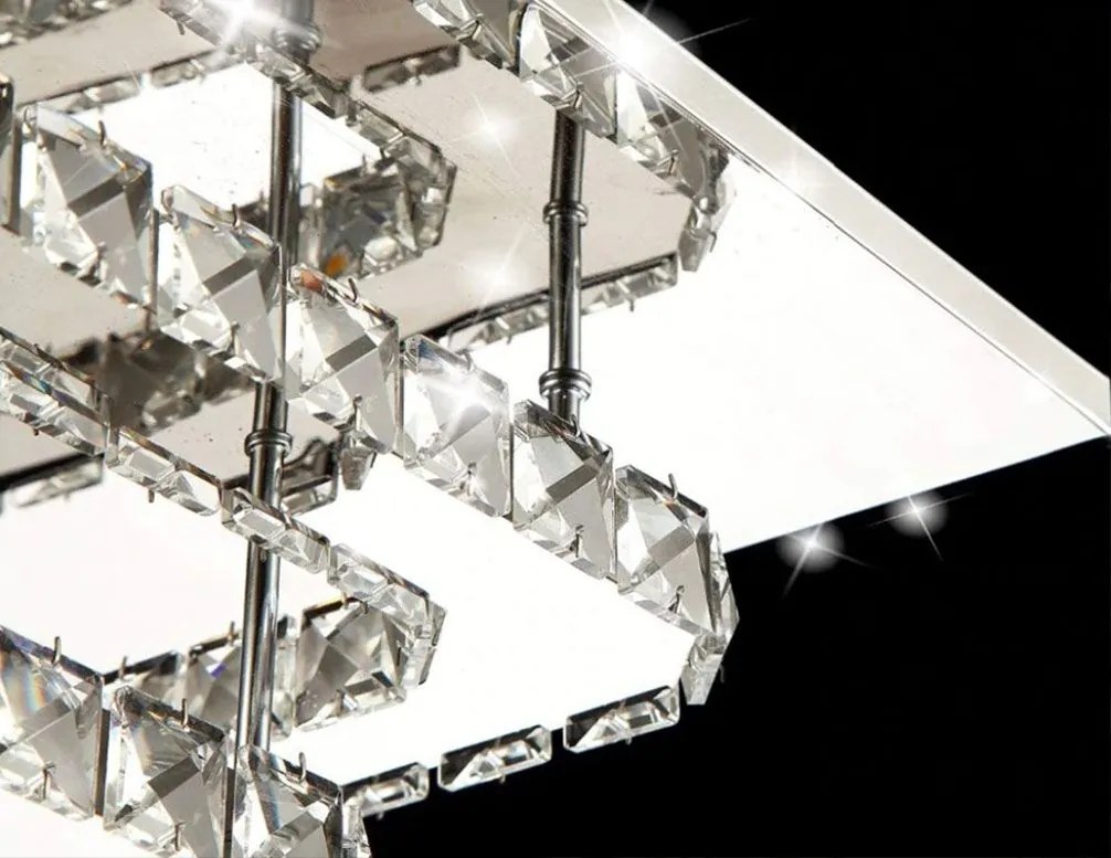 Toolight - LED krištáľová stropná lampa 8W štvorcová 30x30cm APP409-C, teplé svetlo 3000K, OSW-65007