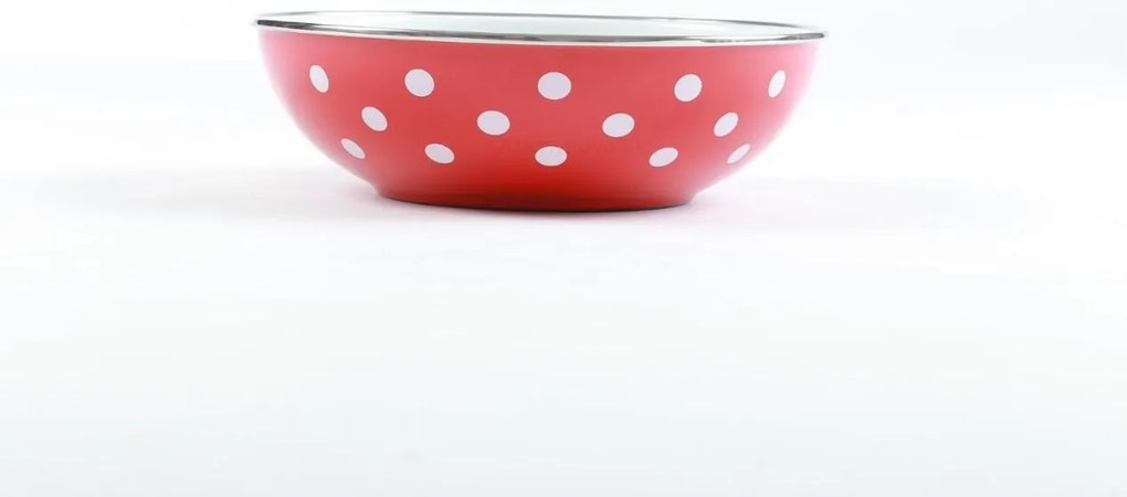 BELIS smaltovaná miska červená s  bielymi bodkami, 18 cm