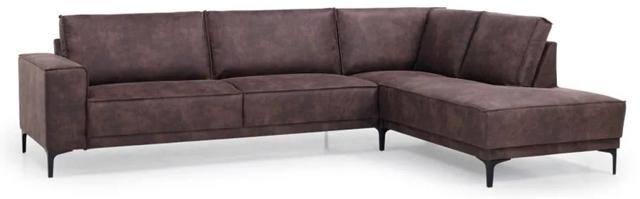 Hnedá rohová pohovka z imitácie kože (pravý roh) Copenhagen – Scandic
