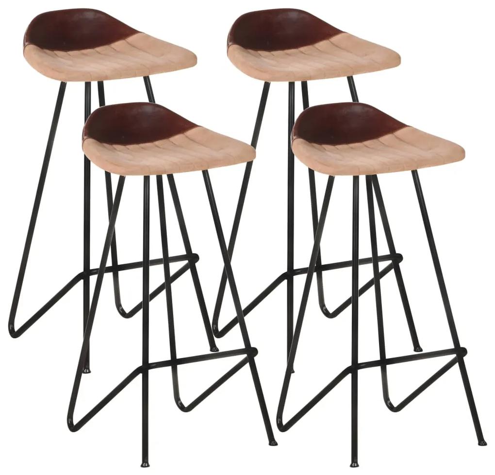 Barové stoličky 4 ks hnedé pravá koža
