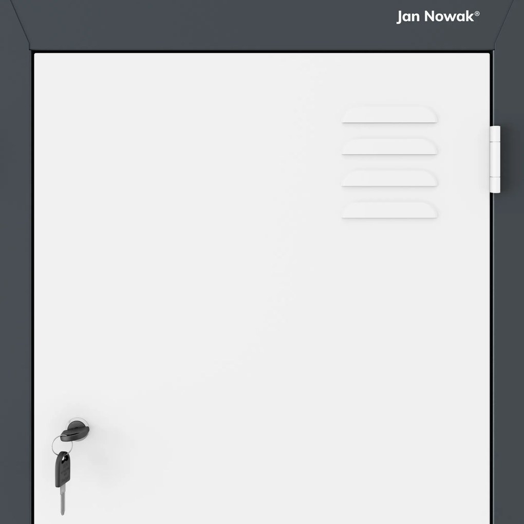 Šatňová skrinka typu L so štyrmi priehradkami, antracitovo-biela, 800x1850x450 mm: JULIA