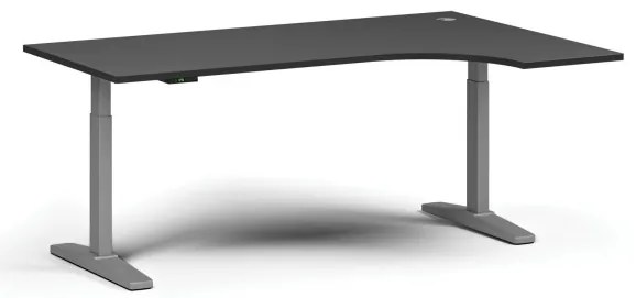 Výškovo nastaviteľný stôl, elektrický, 675-1325 mm, rohový pravý, doska 1800x1200 mm, sivá podnož, grafit