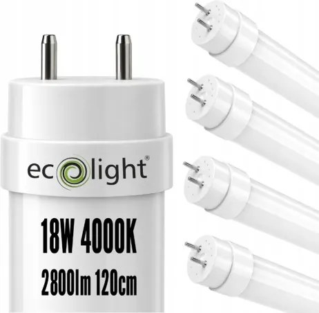 SADA 4x LED trubicových svetiel 120 cm 18 W 2880 lm 4000K