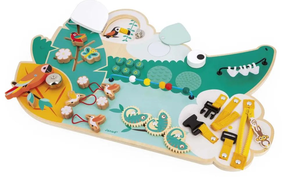 Activity Board - drevená motorická hra s aktivitami - krokodíl
