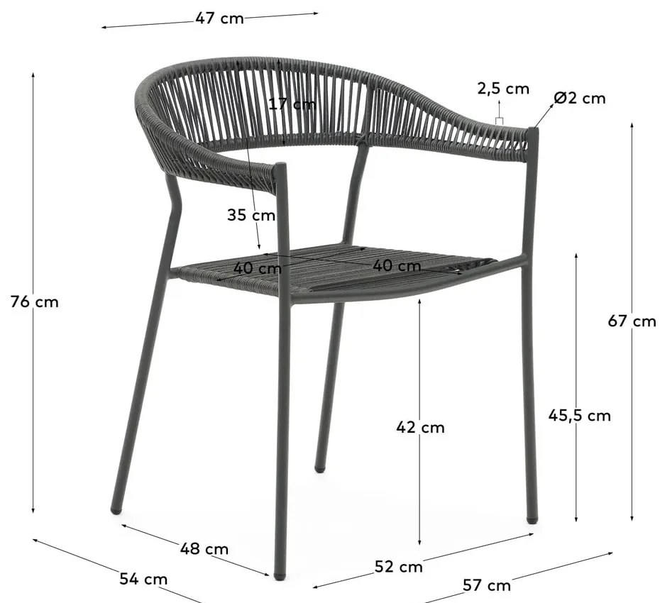 Sivé jedálenské stoličky z umelého ratanu v súprave 4 ks Futadera – Kave Home