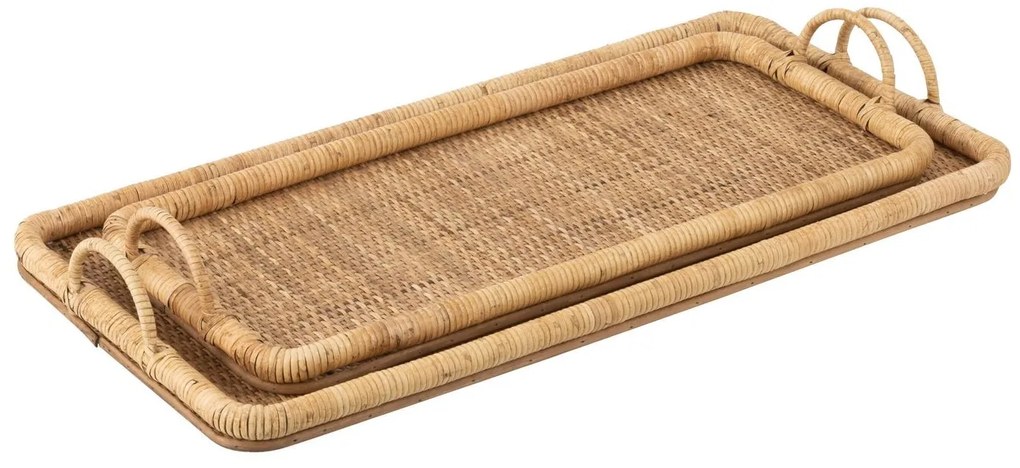 Set 2ks ratanový podnos s uchami Rattan Boom - 71*36*10/ 61*28*9 cm