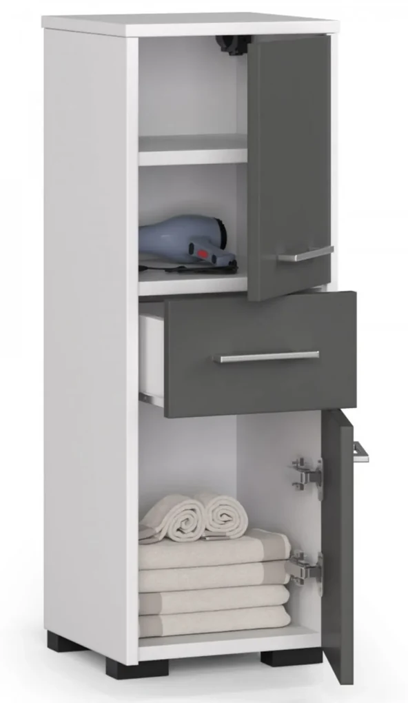Kúpeľňová skrinka FIN 2D1SZ - biela/grafit