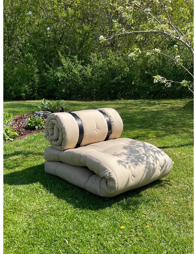 Béžové rozkladacie kreslo vhodné do exteriéru Karup Design Design OUT™ Buckle Up Beige