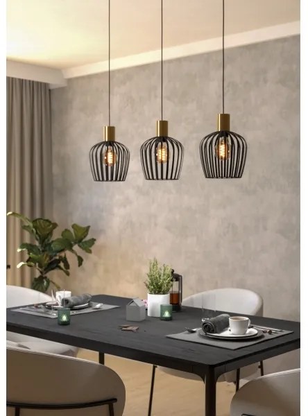 Eglo 901037 - Luster na lanku EMPOLI 3xE27/40W/230V čierna/zlatá