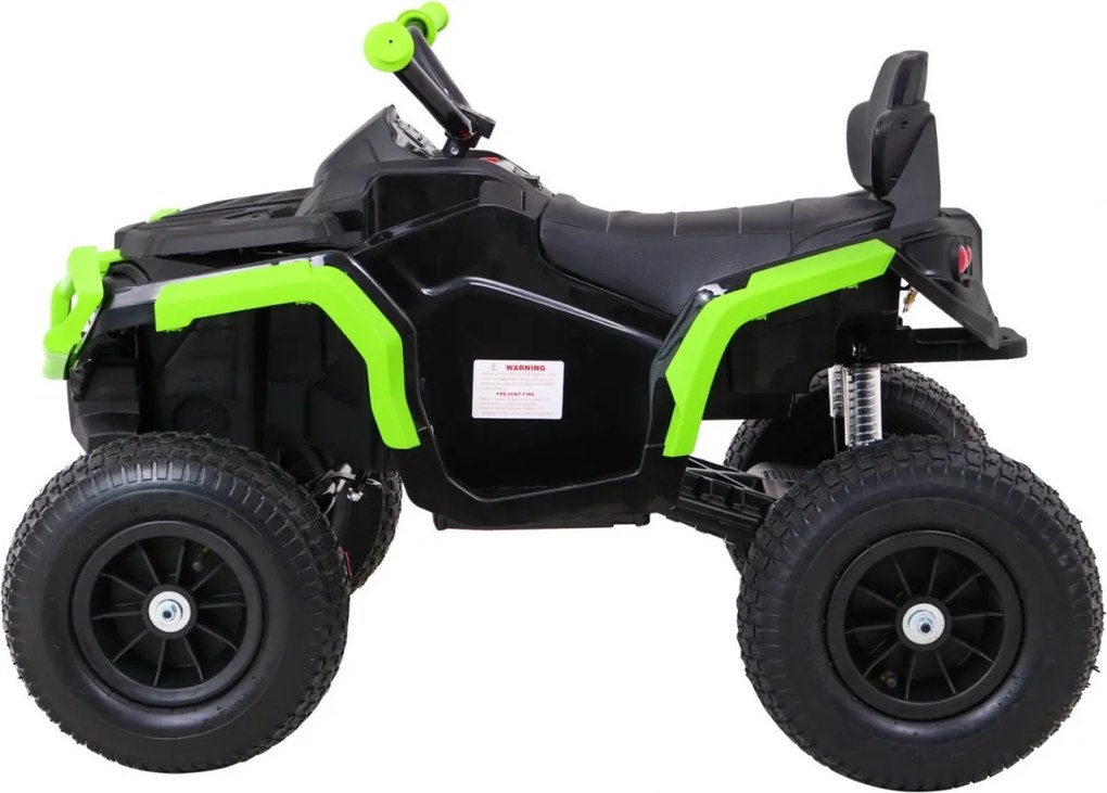 Ramiz Štvorkolka na vzduchovú batériu pre deti Čierna a zelená + Nafukovacie kolesá + Rádio MP3 + Bezplatné štartovanie