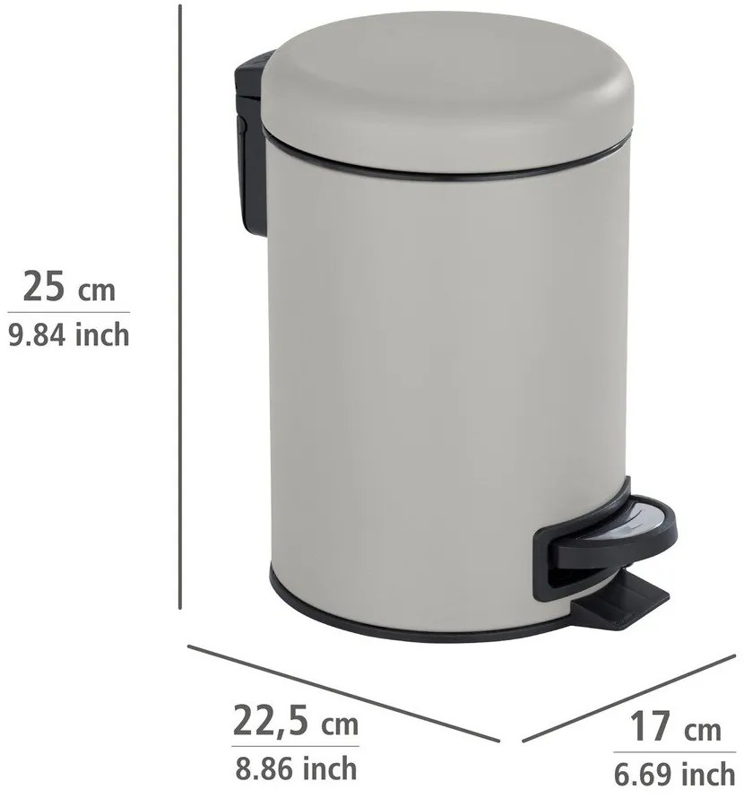 Sivý pedálový odpadkový kôš Wenko Leman, 3 l