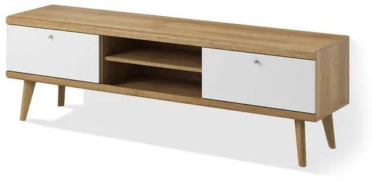 TV stolík Primo (dub riviera, biela)