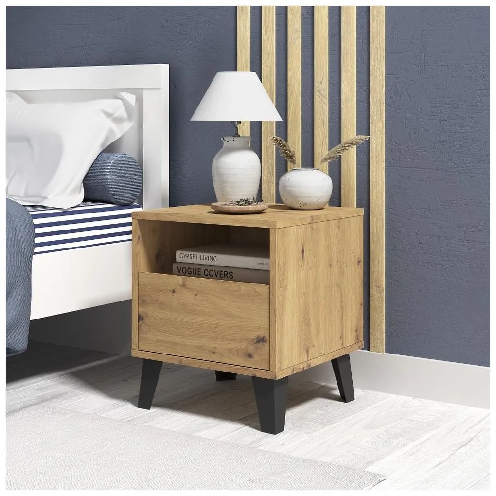 Tempo Kondela Nočný stolík, dub artisan, BOGAN NEW 1S