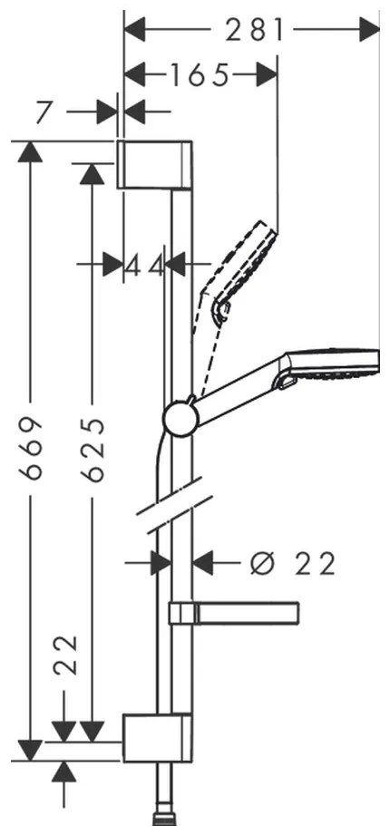 Hansgrohe Crometta, sprchová sada Vario so sprchovou tyčou 65 cm a miskou na mydlo, biela/chrómová, HAN-26553400
