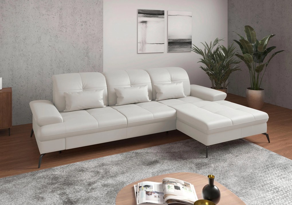 XXXLutz ROHOVÁ SEDAČKA, textil, koža, biela Sit & More - Sedačky - 000144011745
