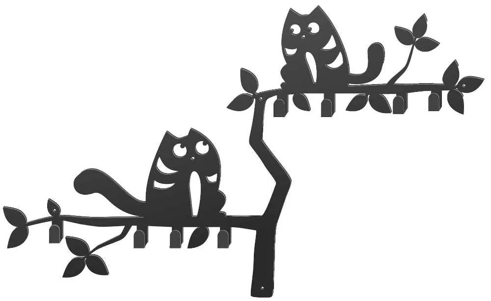 Vešiak na stenu pre deti DVE MAČKY 60