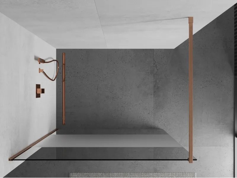 Mexen Kioto, sprchová zástena Walk-In 100 x 200 cm, 8mm číre sklo-námraza, medený matný profil, 800-100-101-65-35