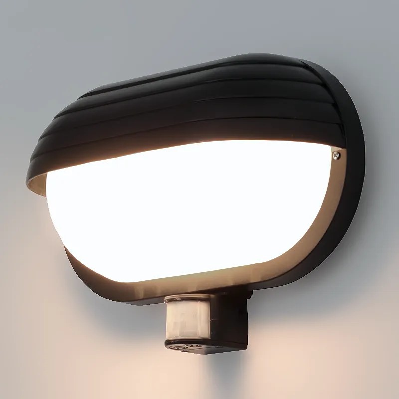 HADEX RIO vonkajšie nástenné svietidlo so senzorom 1xE27/60W/230V/IP44, čierna farba