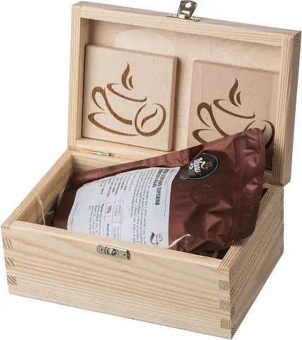 ČistéDrevo Dárková dřevěná krabička pro milovníky kávy