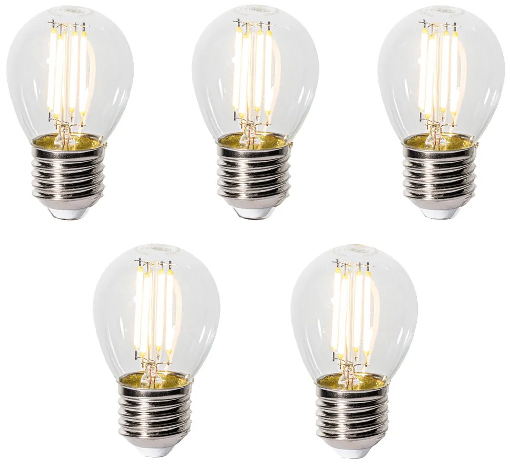 Sada 5 ks E27 3-staps dimbaar LED lamp P45 helder glas 5W 470 lm 2700K
