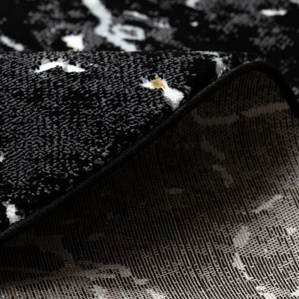 Dywany Łuszczów, Kusový koberec Allure 1963 black/gold kruh, 200x200 (priemer) kruh, čierna, kancelária