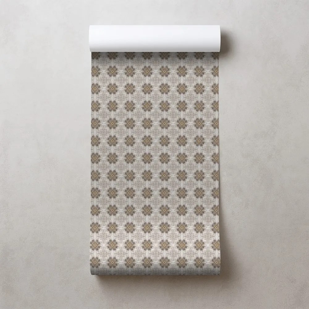 Tapeta hnedé kvetinové ornamenty