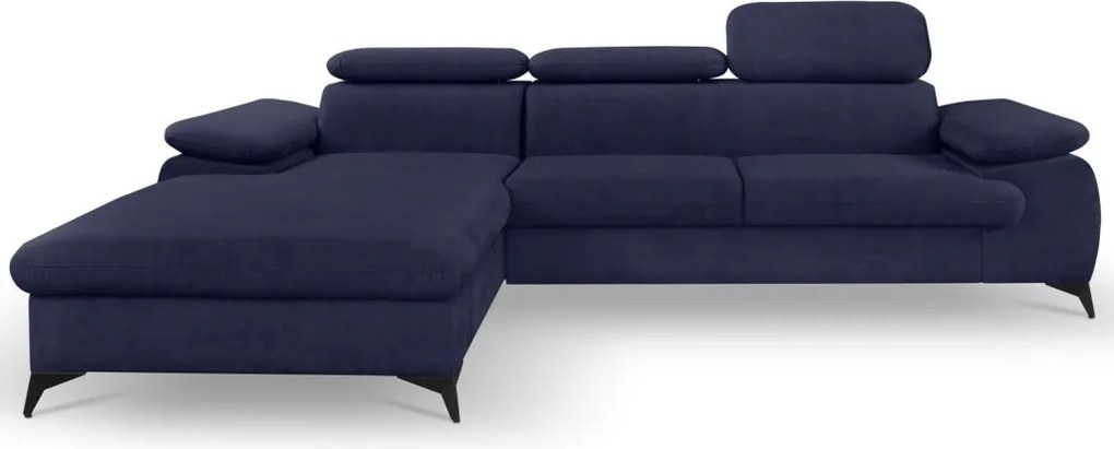 Rohová sedacia súprava Scala, tmavo modrá látka, ľavý roh