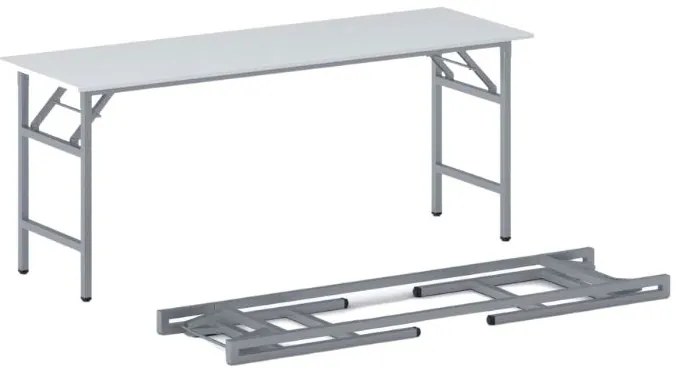 Konferenčný stôl FAST READY so striebornosivou podnožou 1700 x 500 x 750 mm, biela