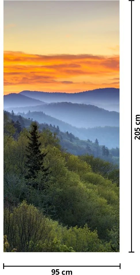 Fototapeta na dvere - Červánky v horách (95x205cm)