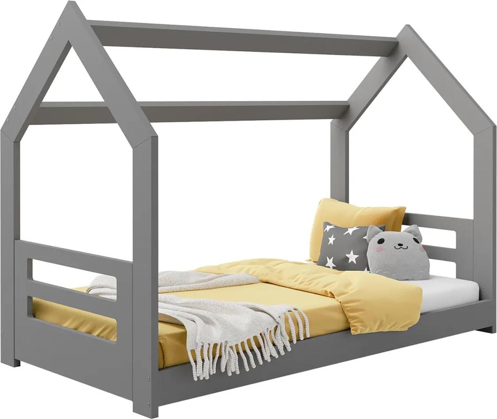 AMI nábytok Detská posteľ DOMČEK D2B 80x160cm masív sivá