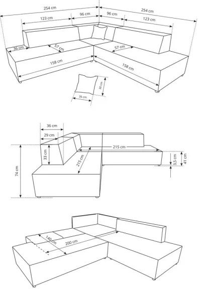 Rozkladacia rohová sedacia súprava TERAMO do L, pravostranná, s úložným priestorom, béžová