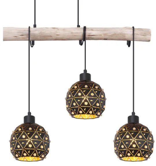 Globo 54029-4H - Závesný luster JODIE 4xE27/40W/230V béžová/čierna