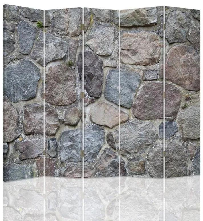 Ozdobný paraván, Kamenná zeď - 180x170 cm, päťdielny, klasický paraván