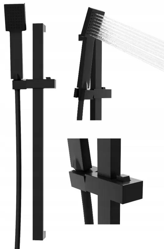 Gamma Zn3, sprchový stĺp s ručnou sprchovou hlavicou 62cm, čierna matná, GMA-ZN3-BK