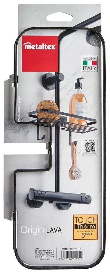 Čierna kúpeľňová polica Metaltex Origin