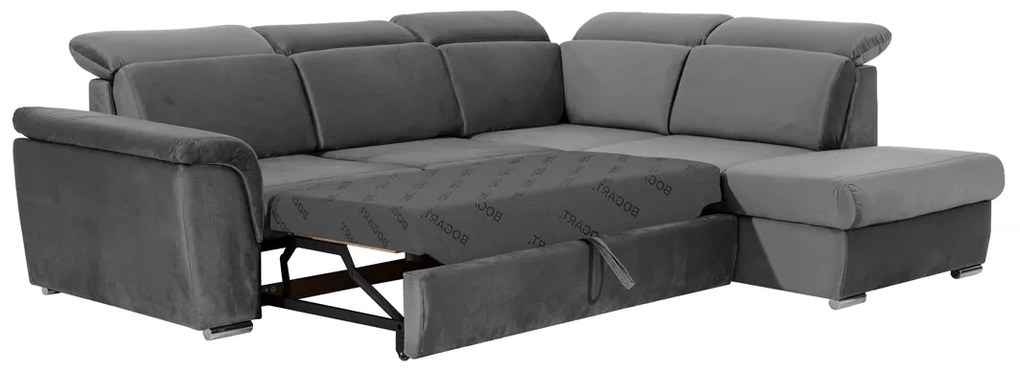 Rozkladacia rohová sedacia súprava Milanos L II pravá - šedý zamat Monolith 85