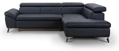 Kožená rohová sedacia súprava SALERNO II pravá čierna, rozkladacia