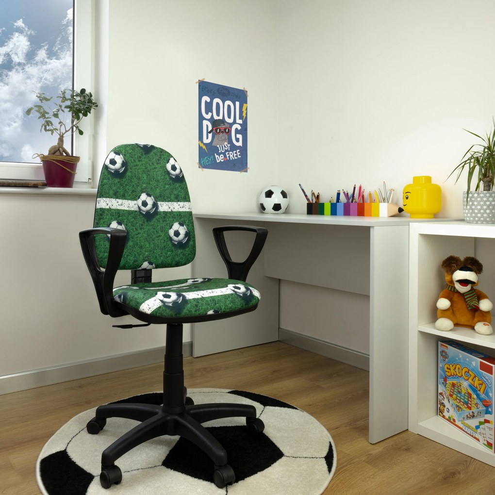 Detská otočná stolička BRANDON - FUTBAL zelená