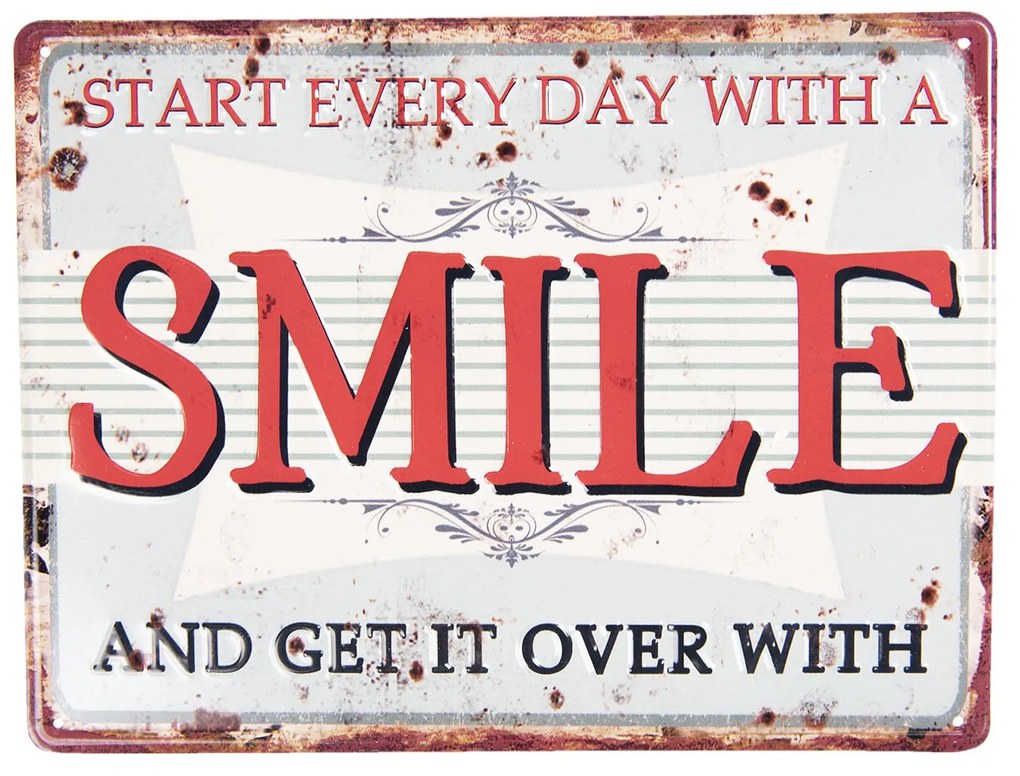 Kovová nástenná ceduľa SMILE - 25 * 20 cm