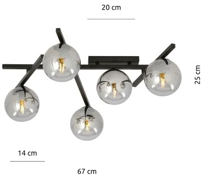 Stropné svietidlo SMART 5xE14/10W/230V čierna/šedá