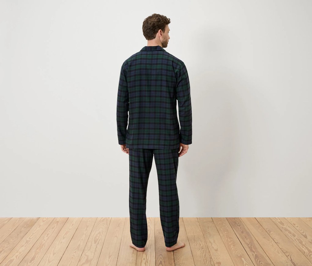 Flanelová pyžamová súprava, zeleno-modrá