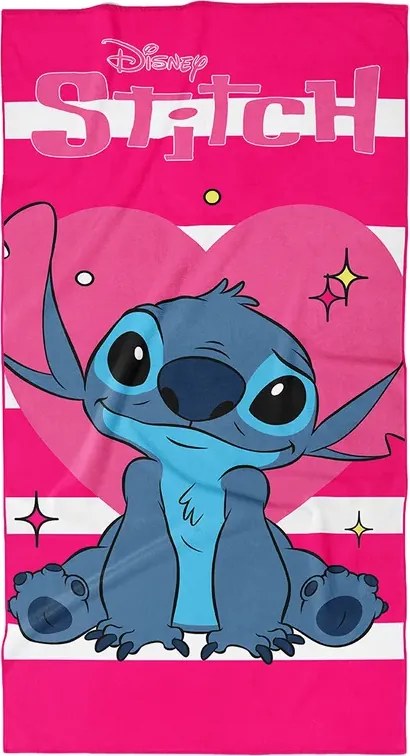 TipTrade Bavlnená froté osuška 70x140 cm - Lilo a Stitch "Láska hory prenáša"